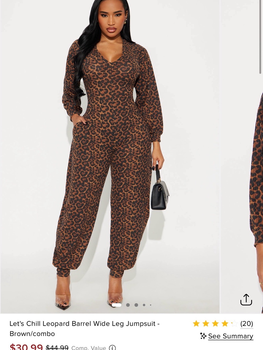Fashion Nova Brown & Black Leopard-Print Wide-Leg Jumpsuit